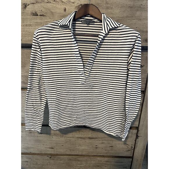 Elliott Lauren Women's Top Small Raw Hem V-Neck Nautical - Picture 1 of 8